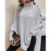 Damen S Herbst Winter Gestrickter Umlegekragen Fledermausärmel Umhang Pullover