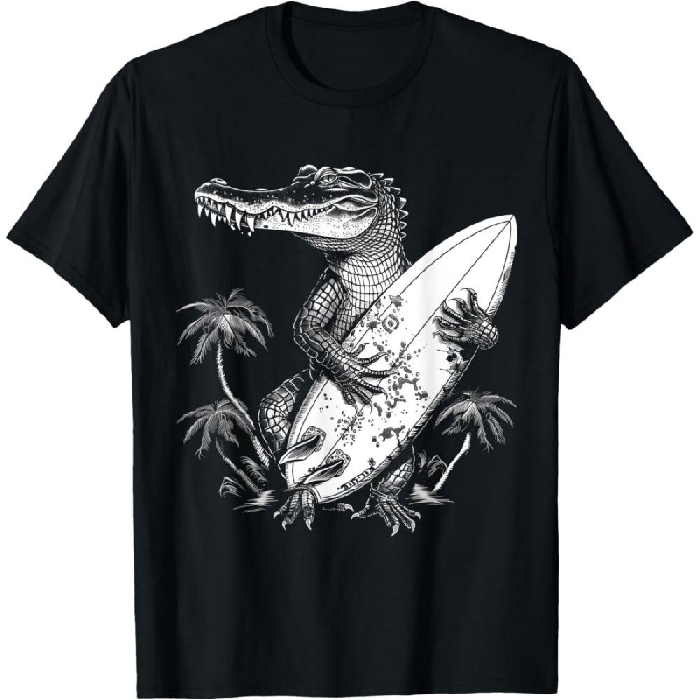 

Alligator Gator Crocodile Surf Surfer Reptile Lover Funny T-Shirt S