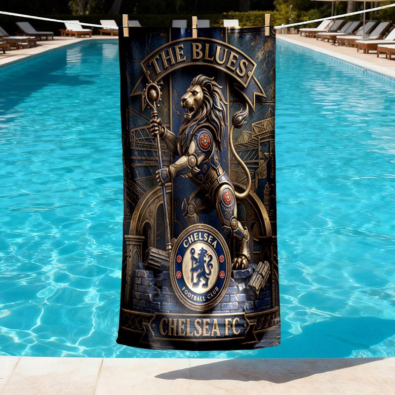 Chelsea FC Print Beach Towel Design, Soft, Lightweight. for Home Bathroom, Spa, Pool, Yoga, Surfing, Camping, Gift for Family, Friend