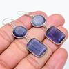 Blue Monalisa Gemstone Handmade 925 Sterling Silver Jewelry Earring 2.32" GK-6252