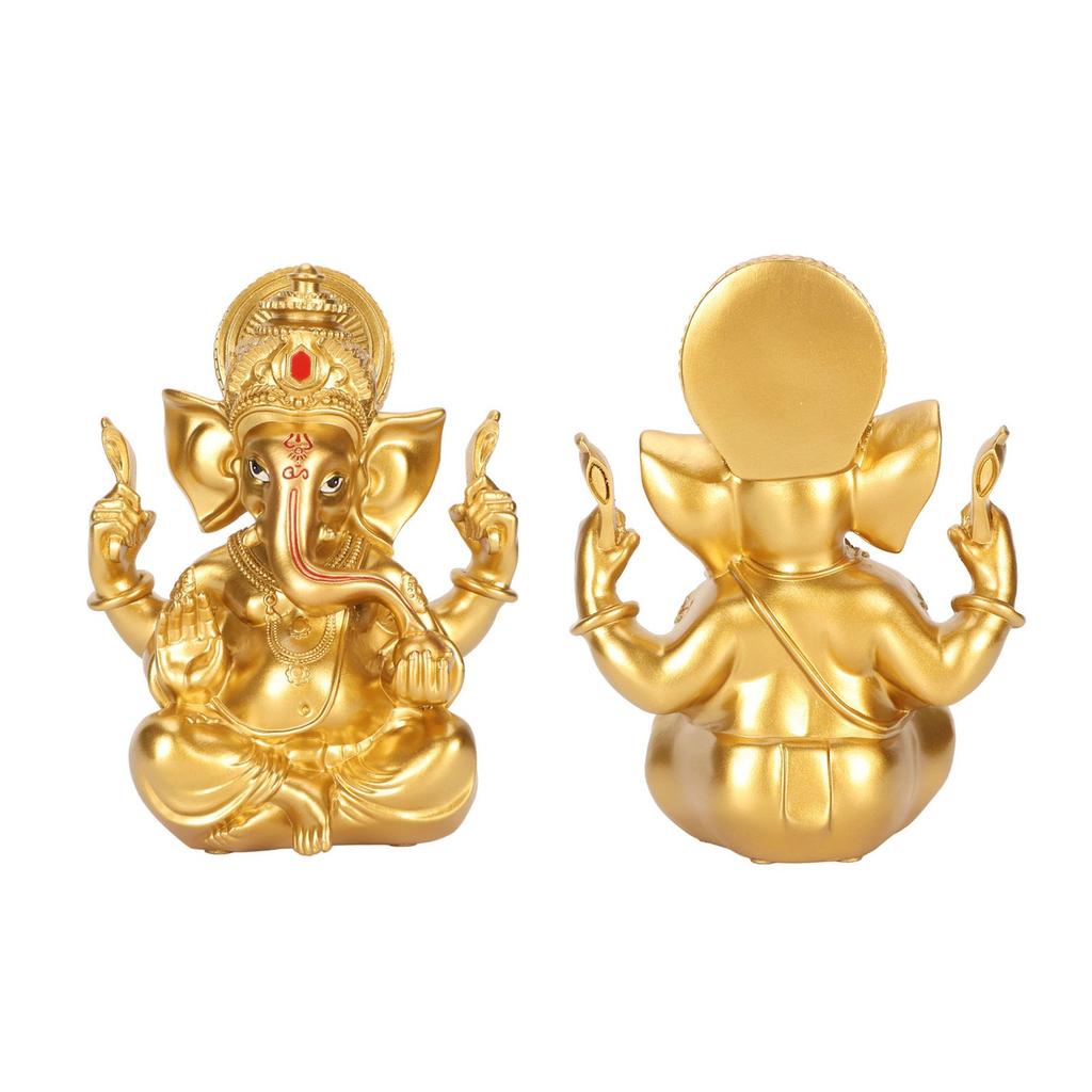 Indian Ganesha Statue Elephant Hindu God Sculpture Resin Decorative Indian Elephant God Ornament for Home Garden