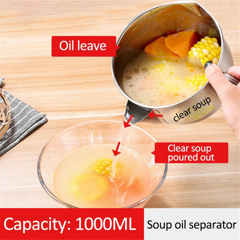 

Ml Stainless Steel Filter Bowl Oil Soup Fat Separator Grease Oiler Filter Strainer Bowl Kitchen Cooking Tools срібний