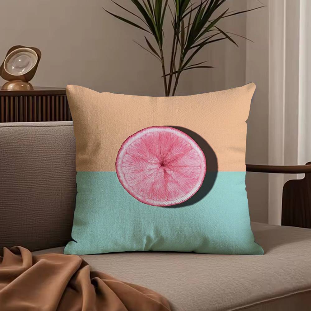 Tropical Plant Fruits Pillow Case Anti-dustmite Pillowcase Invisible zipper silky short plush Sofa cushion cover
