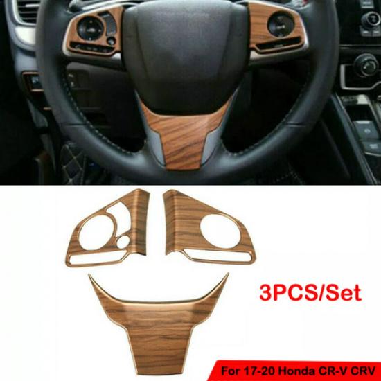 Peach Wood Grain 3X Steering Wheel Decor Cover Trim For Honda CR-V CRV 2017-