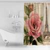 Vintage Pink Flower Tower Shower Curtains Waterproof Bath Curtains Home Decor Modern Luxury Bathroom Curtain