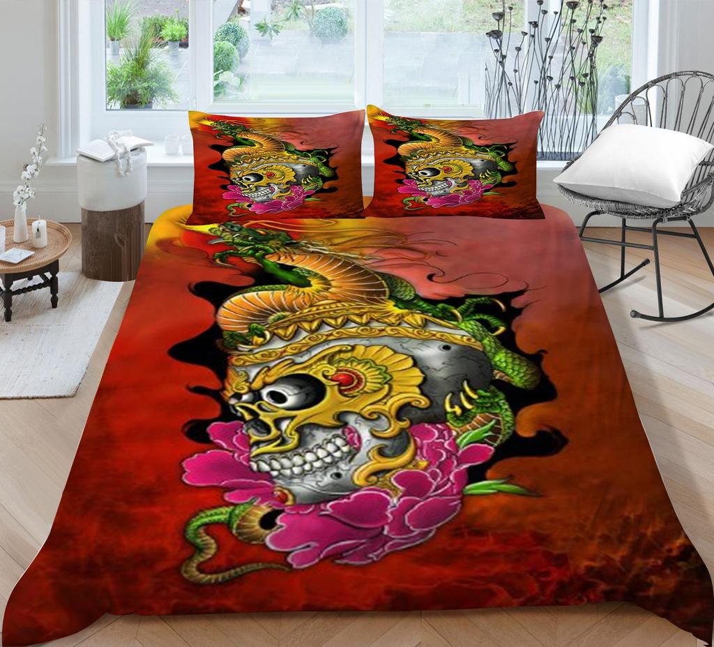 3D Duvet Cover Skeleton Home Bedding Set Microfiber Polyester Children Teen King Double Size Cool Quilt Cover