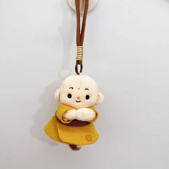Cute Buddhist Monk Plush Keychain Cartoon Little Monk Stuffed Animal Pendant Zen Figure Key