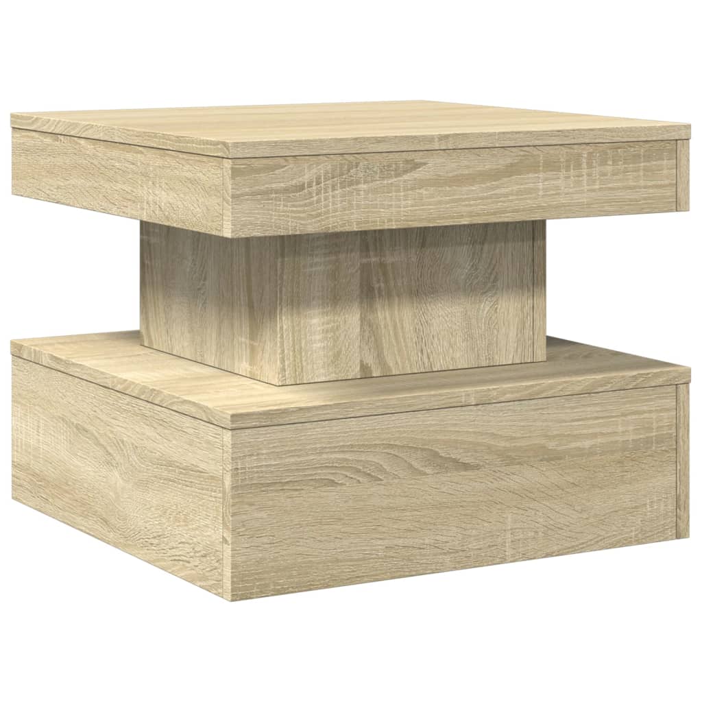  LED Coffee Table, Sonoma Oak, 50x50x40 Cm
