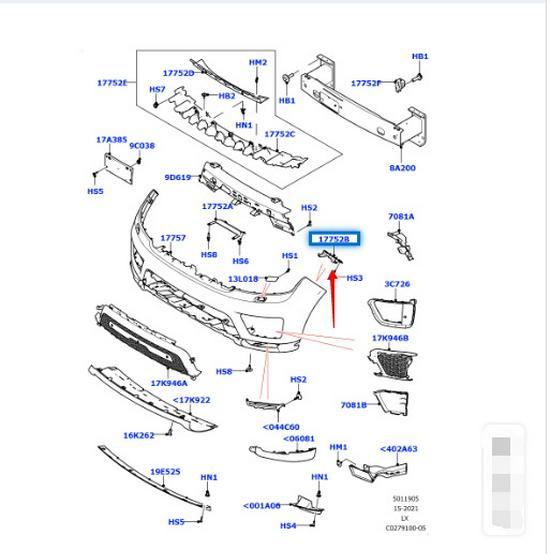 LR116272/LR116271 Front Bumper Bracket for 2014 Land Rover Range Rover Sport