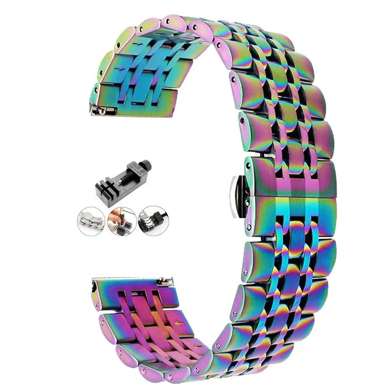 Stainless Steel band For Samsung Galaxy watch 6/5/4/Classic metal link bracelet amazfit GTS-GTR-4-3-mini-bip 3 20mm 22mm strap