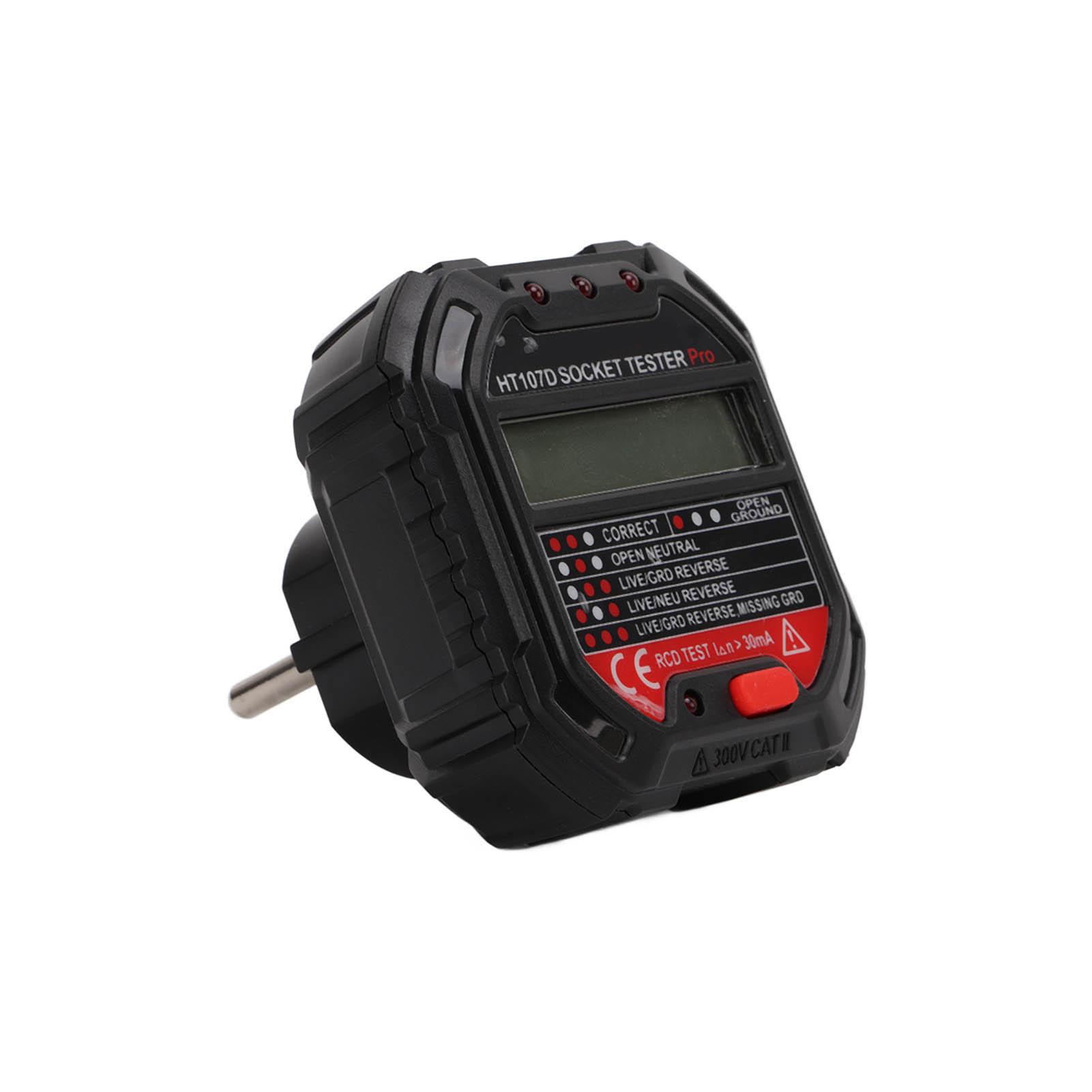 

HT107D Multifunctional Socket Tester Digital Display Electrical Ground Wire Detector 45 65Hz