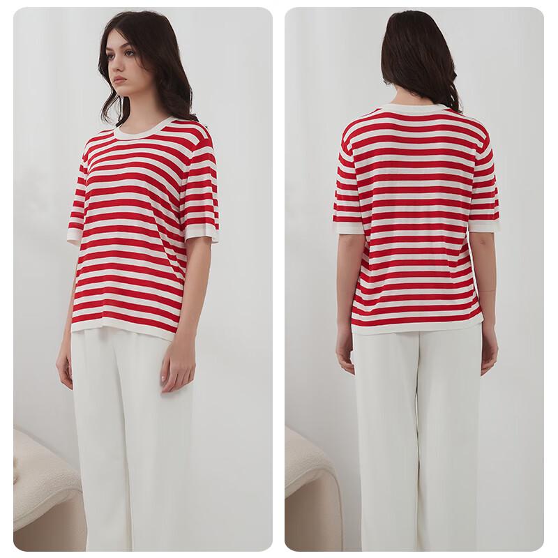 Hengyuanxiang Women's Striped Loose Knit T-Shirt