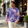 Men's Pullover Long Sleeve Top with Collar and Pocket, Fall Outdoor Casual Printed Shirt