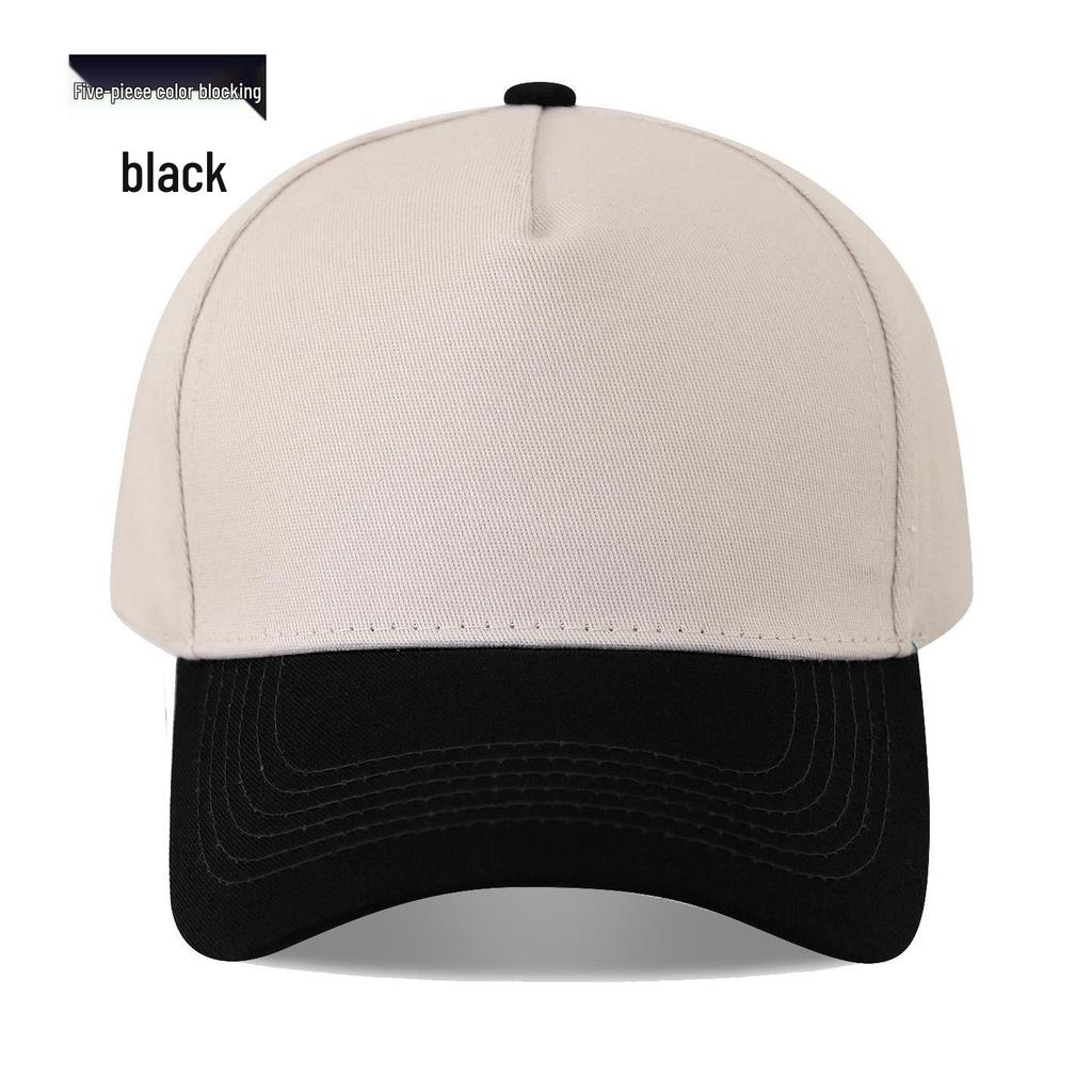 Pure Cotton Patchwork Five-Panel Baseball Cap with Custom Logo Embroidery