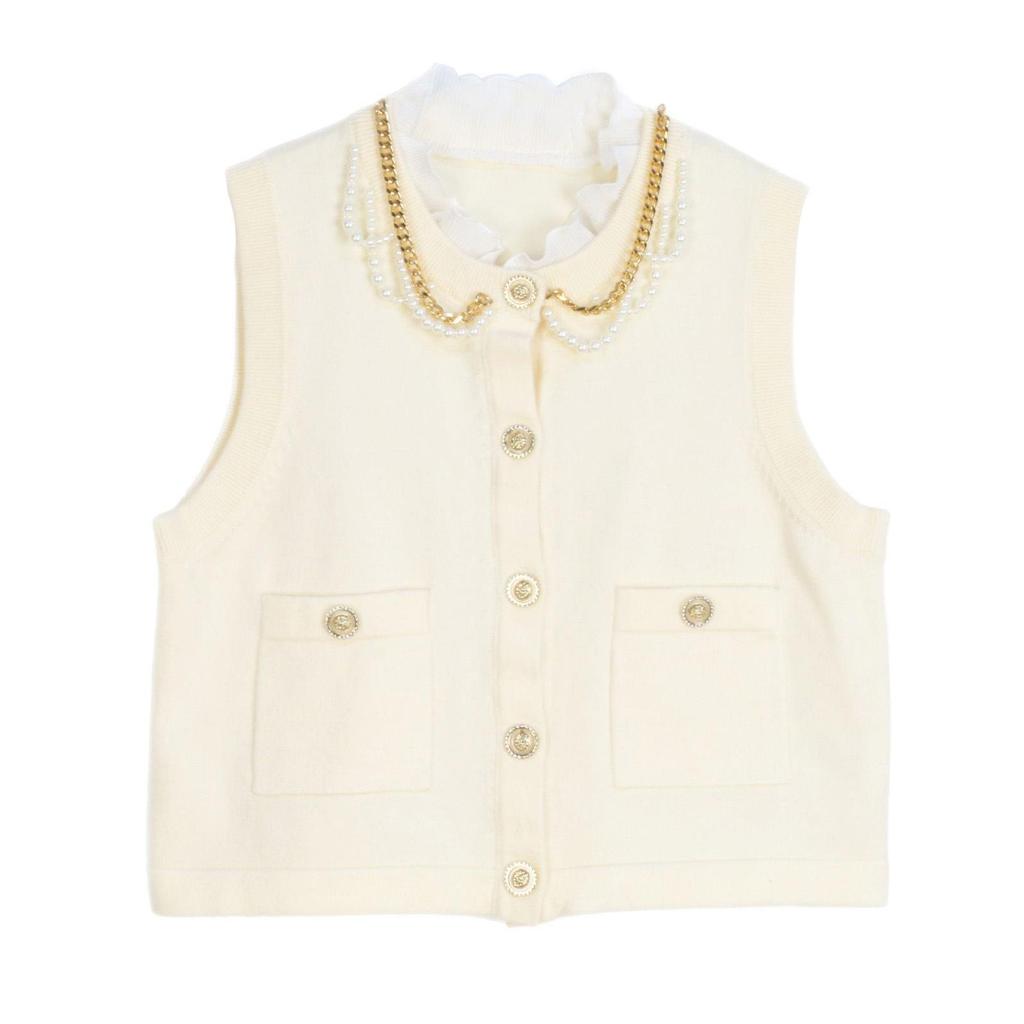 Lafite Home Elegant Sleeveless Knitted Top for Women - Versatile, Slimming, Fragrant European Style for Spring and Autumn