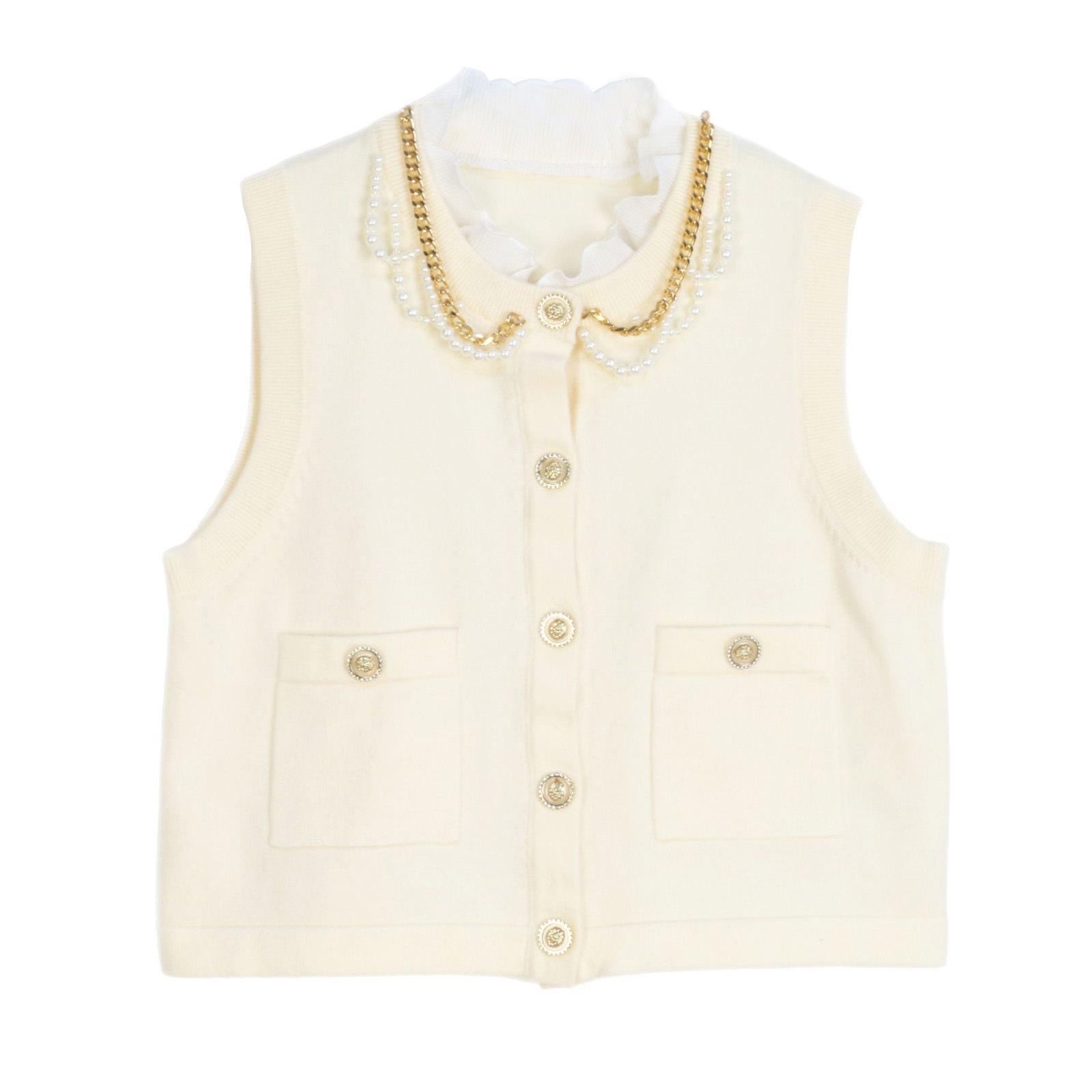 

Элегантный вязаный топ без рукавов Lafite Home для женщин - Универсальный, стройнящий, ароматный европейский стиль для весны и осени Small