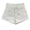 Dames Khaki Hoge Taille Denim Shorts Dubbele Knoop Casual Zomer Hete Broeken