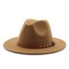 British jazz top hat autumn and winter new woolen hat for men and women simple felt big eaves hat trendy flat edge hat