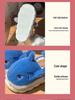 Men's and Women's Shark Cartoon Cotton Slippers: Non-slip, Plush, Thick-soled, Full Heel, Indoor/Outdoor Winter Warm Footwear