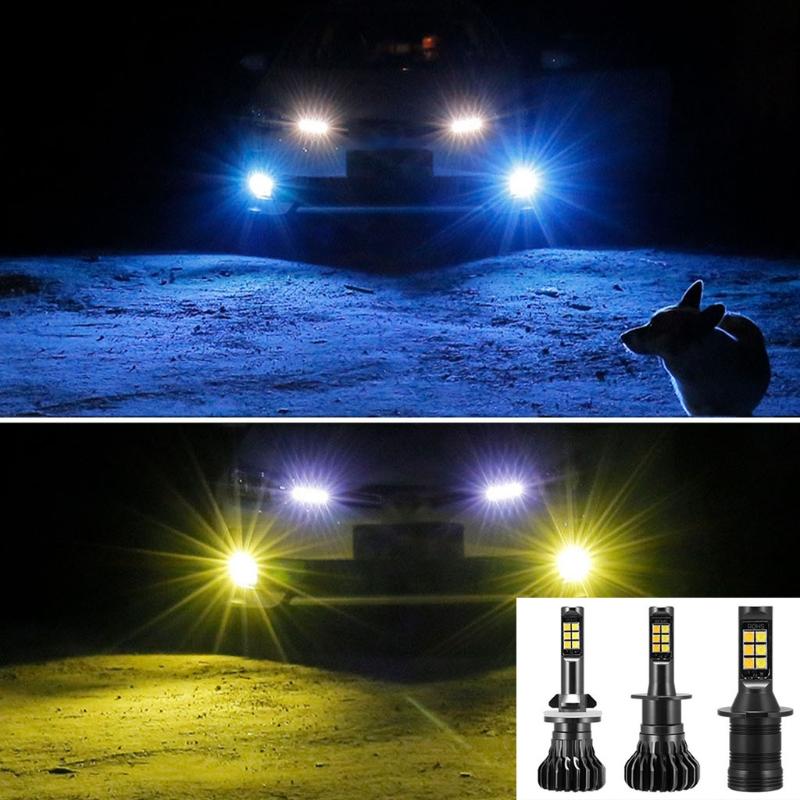 Car Highlight LED Anti Fog Lamp Bulb Dual Color H1 H3 880 881 Driving Light 2pcs
