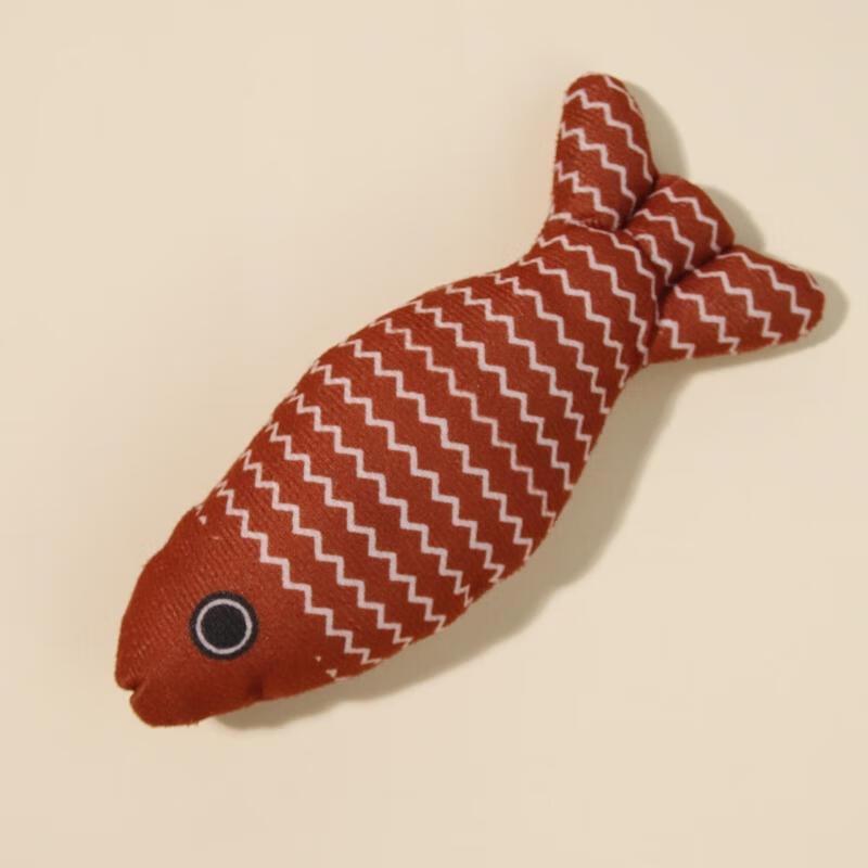 SEE KEAN Plush Burlap Fish Cat Toy Set