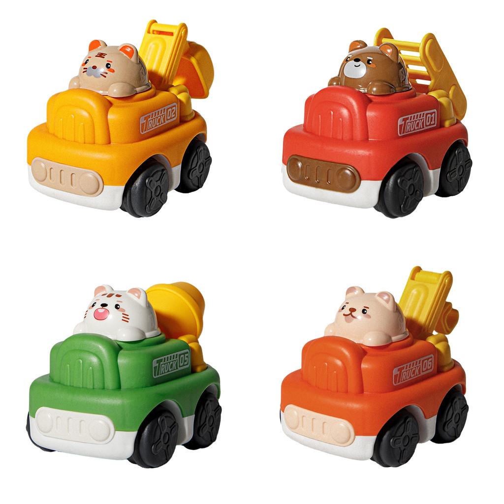 New Cartoon Animal Boy Girl Children Inertia Excavator Engineering Vehicle Kindergarten Small Gift Toys Plastic/plasticine Material 8.5*5.5*7