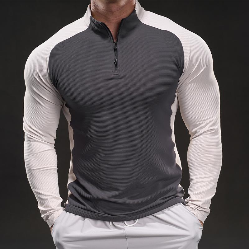 Jarní Nové Slim Fit Elastické Tréninkové Oblečení s Dlouhým Rukávem Ležérní a Módní Běžecké Sportovní a Fitness Outdoorové Tričko pro Muže