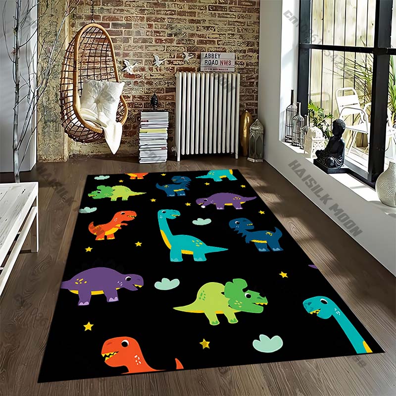 Cartoon Dinosaur Tyrannosaurus Cartoon Pattern Living Bedroom Carpet Bedside Floor Mat 15 Size Kid's Room Cloakroom Play Mat