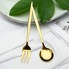 6pcs Gold Stainless Steel Dinnerware Cutlery Set Dinner Knife Cake Fruit Fork Coffee Spoon Mirror Polished Flatware Silverware Tableware Set