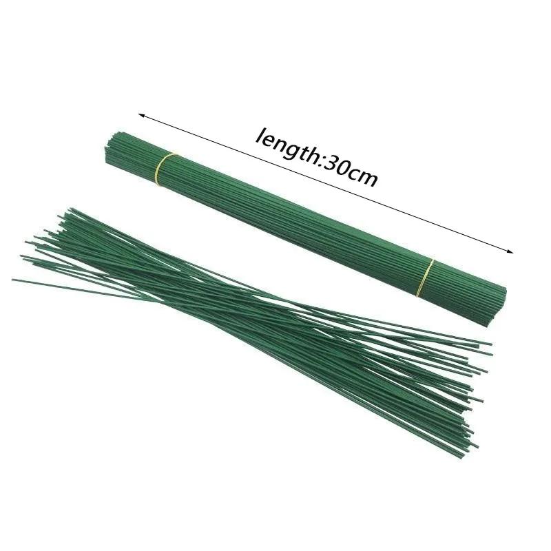 Artificial Flower Stem Wire Flower Pole Rod for Diy Chenille Stems Stick Simulation Flower Material With Green Floriculture Tape
