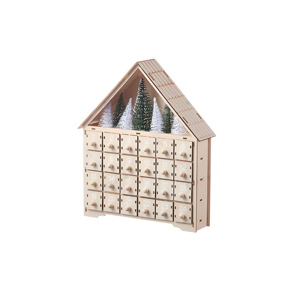 Advent calendar wooden luminous Christmas decoration LED light 24-day countdown calendar ornaments c