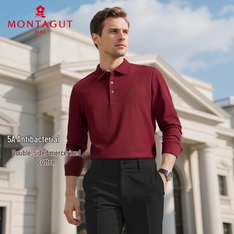 MONTAGUT Men s 5A Antibacterial Long Sleeve Pique Polo Shirt L