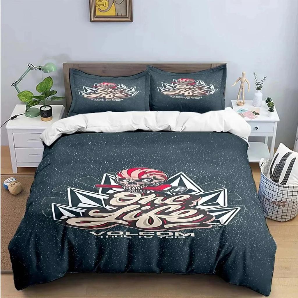 New V-VOLCOM 3D NEW Duvet Cover Pillowcase Bedding Set Adult Boy Girl Bedroom Decoration Children Single Double Large