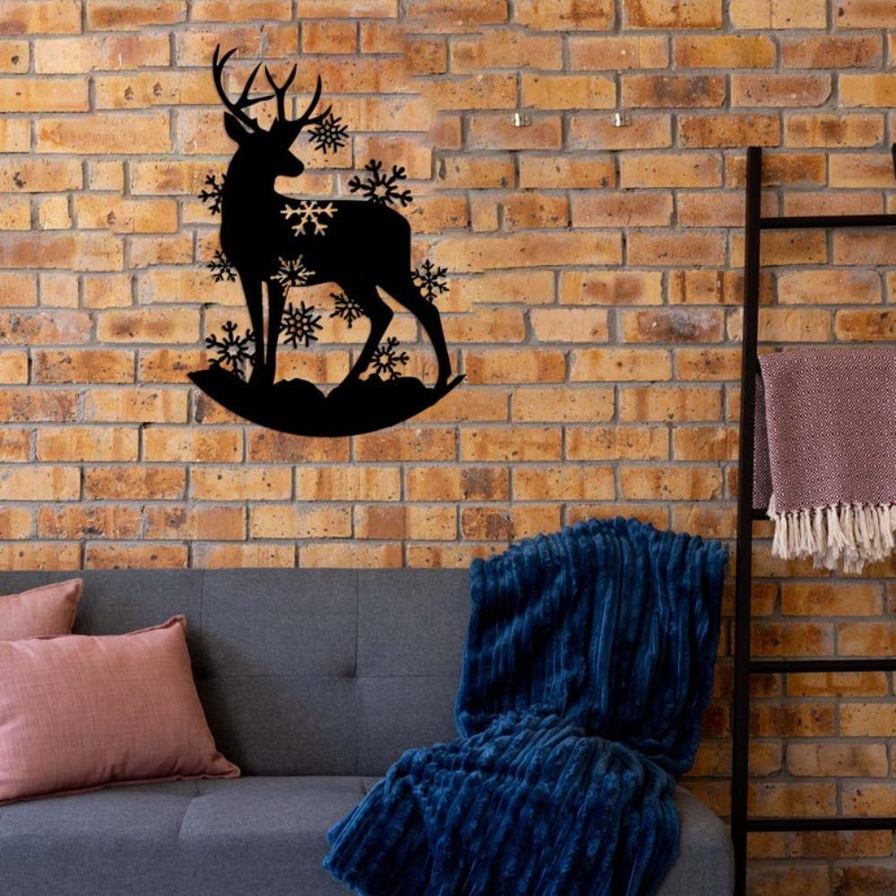 Handmade Deer Metal Wall Sculpture, Rustic Winter Home Decoration