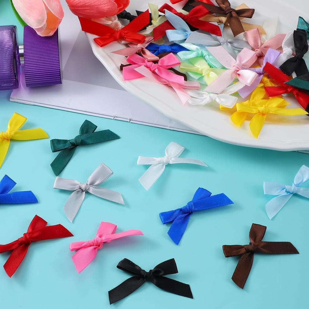 100 PZ Mini Fiocchi per Artigianato, Piccoli Fiocchi di Nastro per Artigianato, Accessori Decorativi Fiocchetto Multicolore.