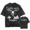 Death Note Anime Washed Tshirt Weirdcore Gore Horror Gift Yk T Shirts Men Women Fashion Vintage Short Sleeve Oversized T Shirt