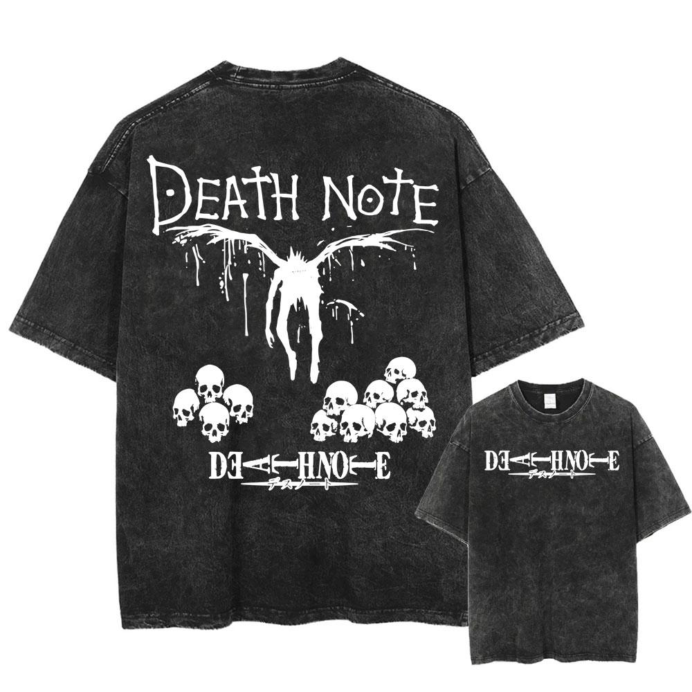 Harajuku Vintage Washed T Shirts Death Note Misa Anime Graphic T Shirt Men Women Cotton Fashion Streetwear Yk Oversized Tshirt