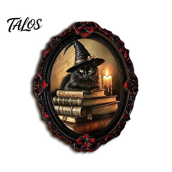Gothic Refrigerator Magnets Halloween Wooden Magnet, Vintage Fridge Magnets, Oval Frame Decorative Unique Home Ornaments Skeleton/Black Cat/Ghost