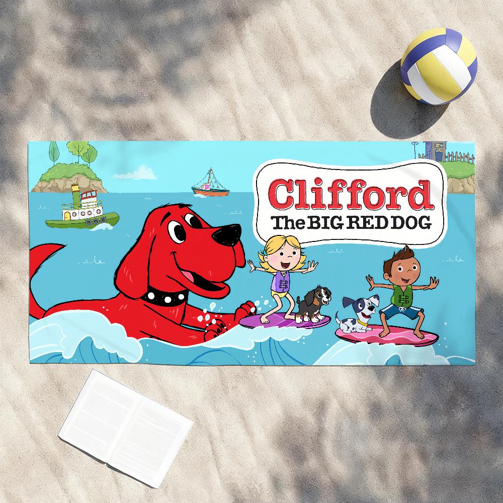 Cartoon Clifford the Big Red Dog Towel Shower Sauna Travel Spa Quick Dry Gym Accessories Soft Large Beach Towels