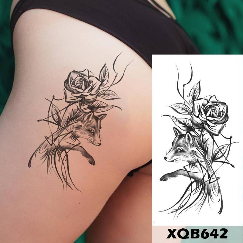 1 stk 210*114MM Havfrue Midlertidig Tatovering For Kvinner Menn Realistisk Rev Løve Blomst Tatoveringer Klistremerke Rygg Arm Engangs Død Hodeskalle Falsk Tatovering