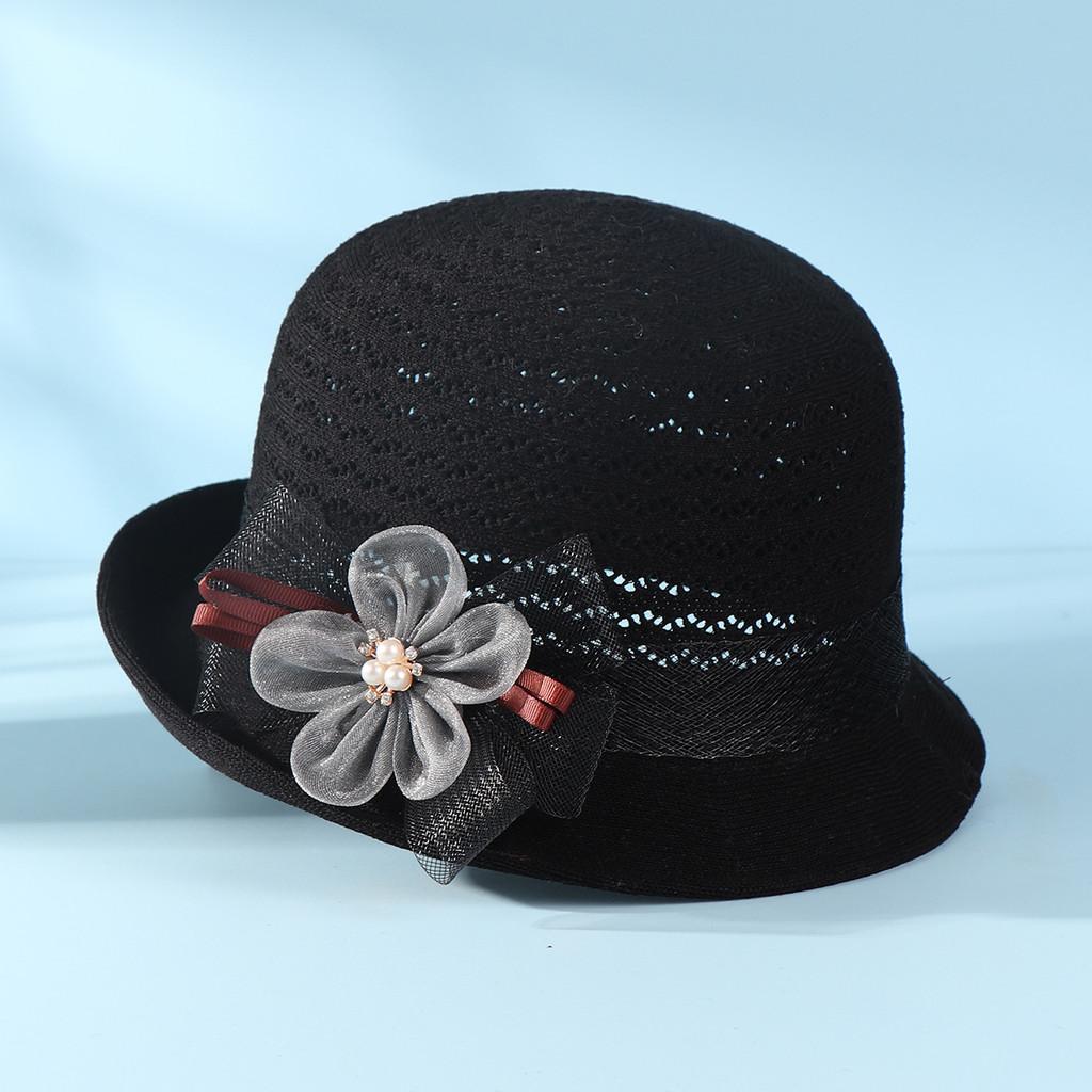 Knit Summer Sun Hat With Floral Pattern And Short Brim For Womens Fashion