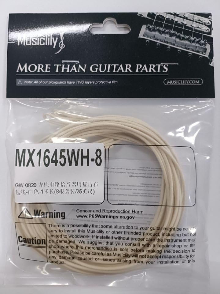 Musiclily Pro Guitar Internal Wiring Cable, 22 Gauge Vintage-Style Cloth Wire (Cloth Covered), White, 8m