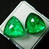 Natural Green Emerald Loose Gemstone 16.56 Ct   Trillion Shape Pair