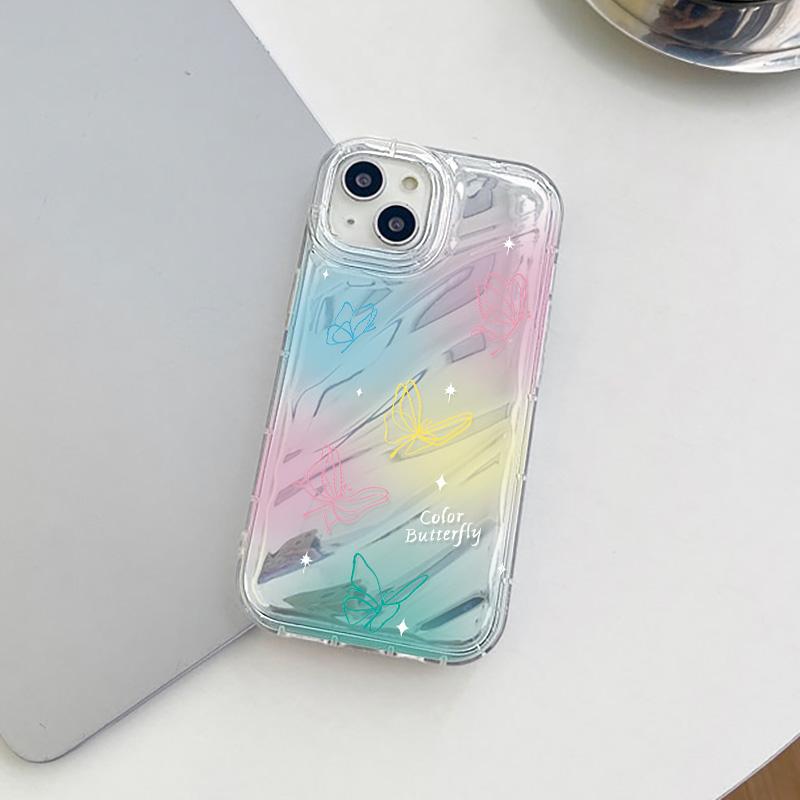 Mobile Phone Cases for iPhone 11 13 XR 15 Pro Max 12 14 Pro Max Case iPhone 16 7 Plus 8 Plus XS Max 6 15 Plus Laser Wave Pattern Anti-drop Waterproof