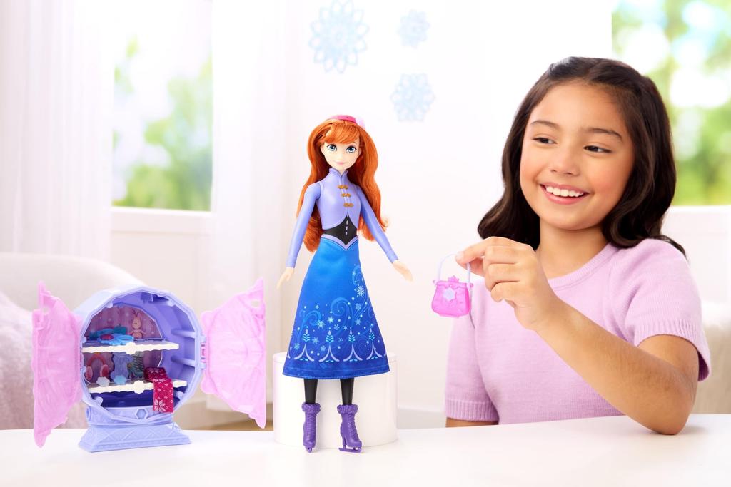 Mattel Disney Frozen Anna Surprise Reveal Doll Set with Jewel and Ring Blue JMC94 Accessories, Box, (Ages 3+)