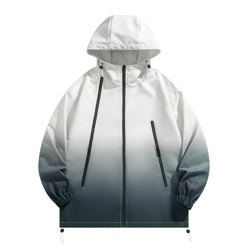 Gradually Change Color New Outdoor Spring and Autumn Gradual Change Jacket Men and Women Loose Tide Brand Windproof Hooded Couple Coat