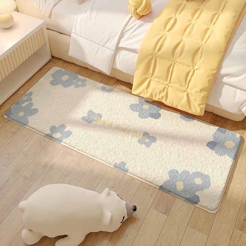 Ins Wind Imitation Cashmere Carpet Bedroom Bed Blanket Children's Room Long Foot Mat Can Sleep and Sit Cushion Non-slip Floor Mat