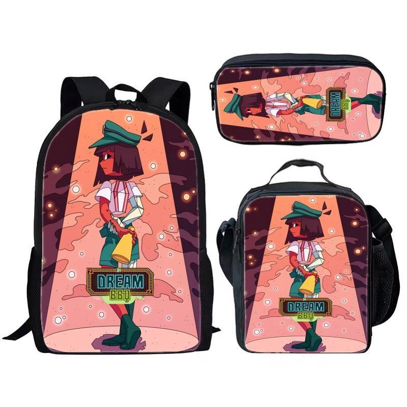 Bbq Dream Ena Pattern Printing Backpack Lunch Bag Pen Case Set For Gift Student