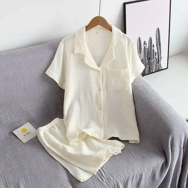 

Комплект пижамы из двухслойной марли однотонный Костюм пижамы из двухслойной марли 7 L(L)