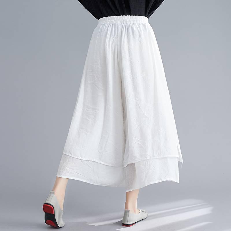 Artistic Summer 2026 Women s Cotton Linen Wide-Leg Silk Pants One Size